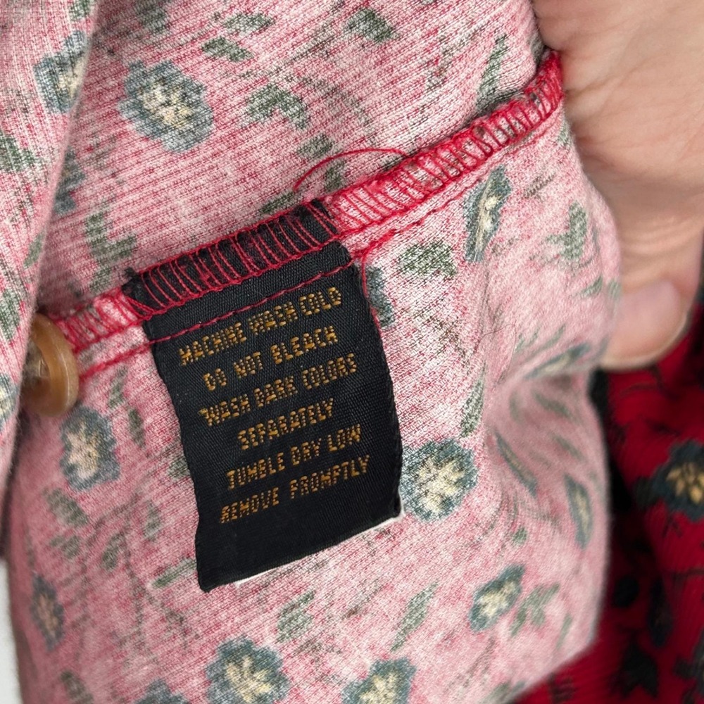 Eddie Bauer Corduroy Dress Women M Petite Red Floral Midi Prairie Cottagecore - Picture 9 of 12